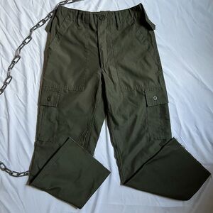 Green Cargo Pants w/ Raw Hem